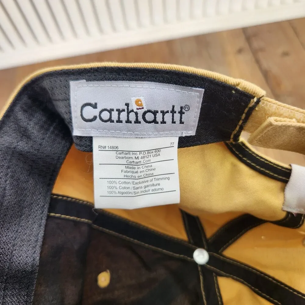 Carhartt 1889 Odessa Cap Yellow Strapback Embroidered Canvas Casual Work Hat